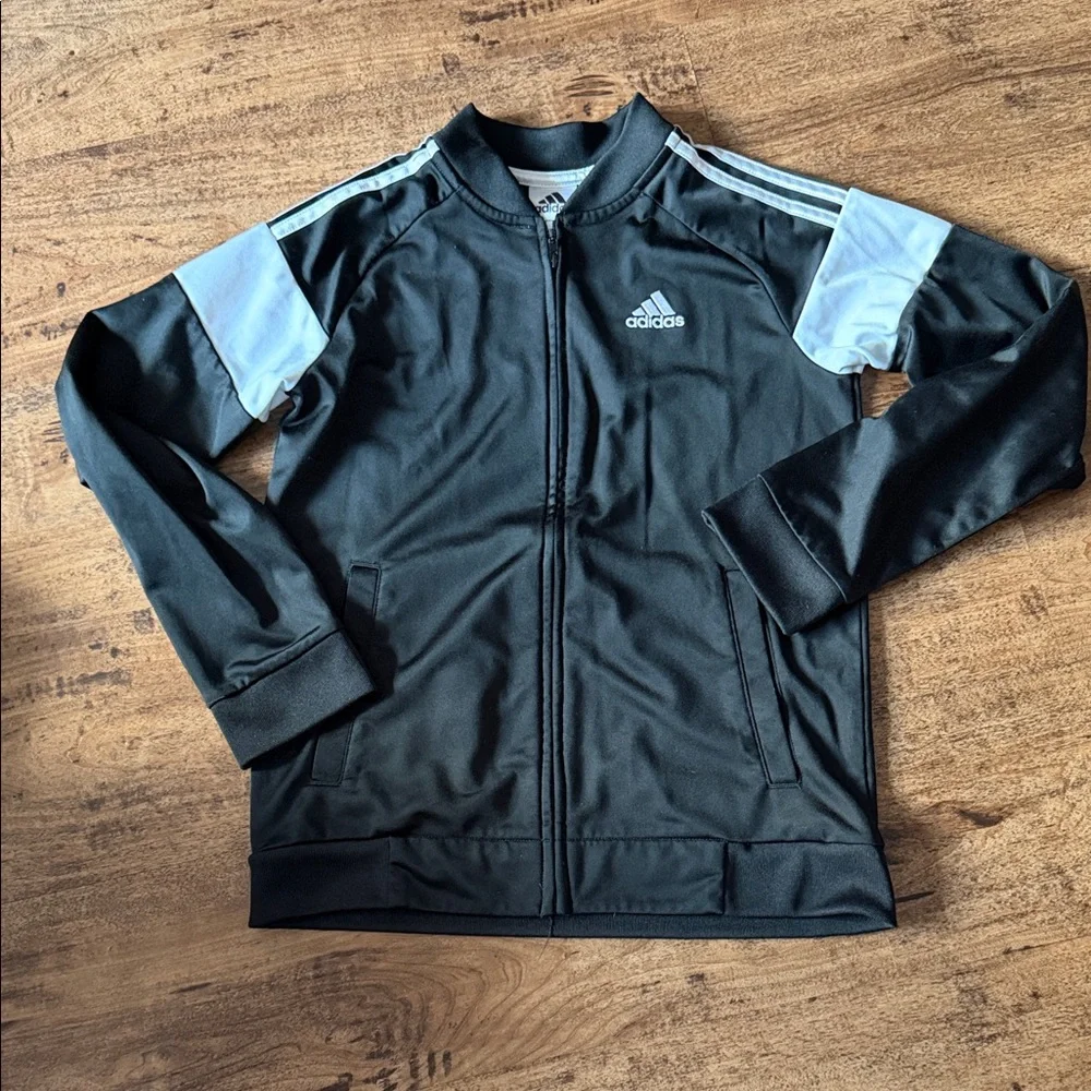 Adidas Black Jacket with White Sleeves - Picture 1 of 3